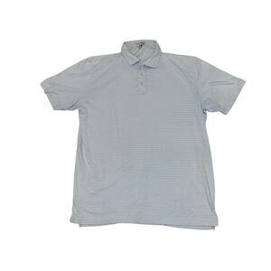 Peter Millar Crown Crest Shallows Stripe Polo Shirt Men's Size XL Blue Pink S/S